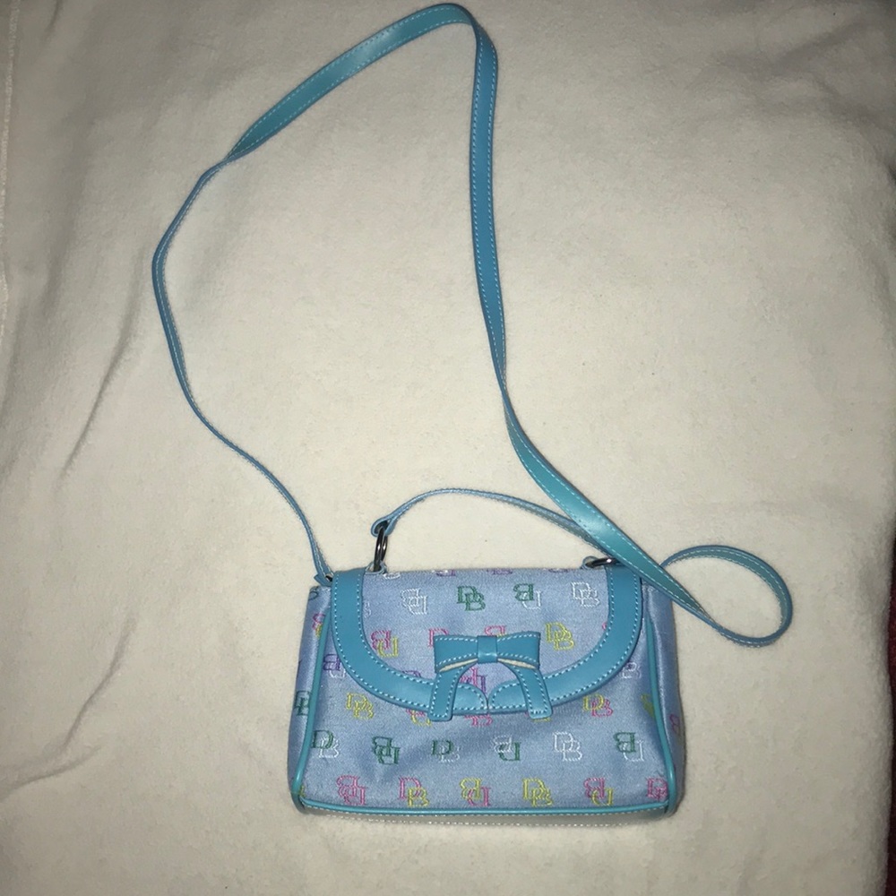 DB Blue Embroidered Handbag with Removable Strap